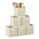 Ver imagem 5 de Kit 6 Caixas Organizadoras de Tecido para Nicho 33x33x33cm Bege