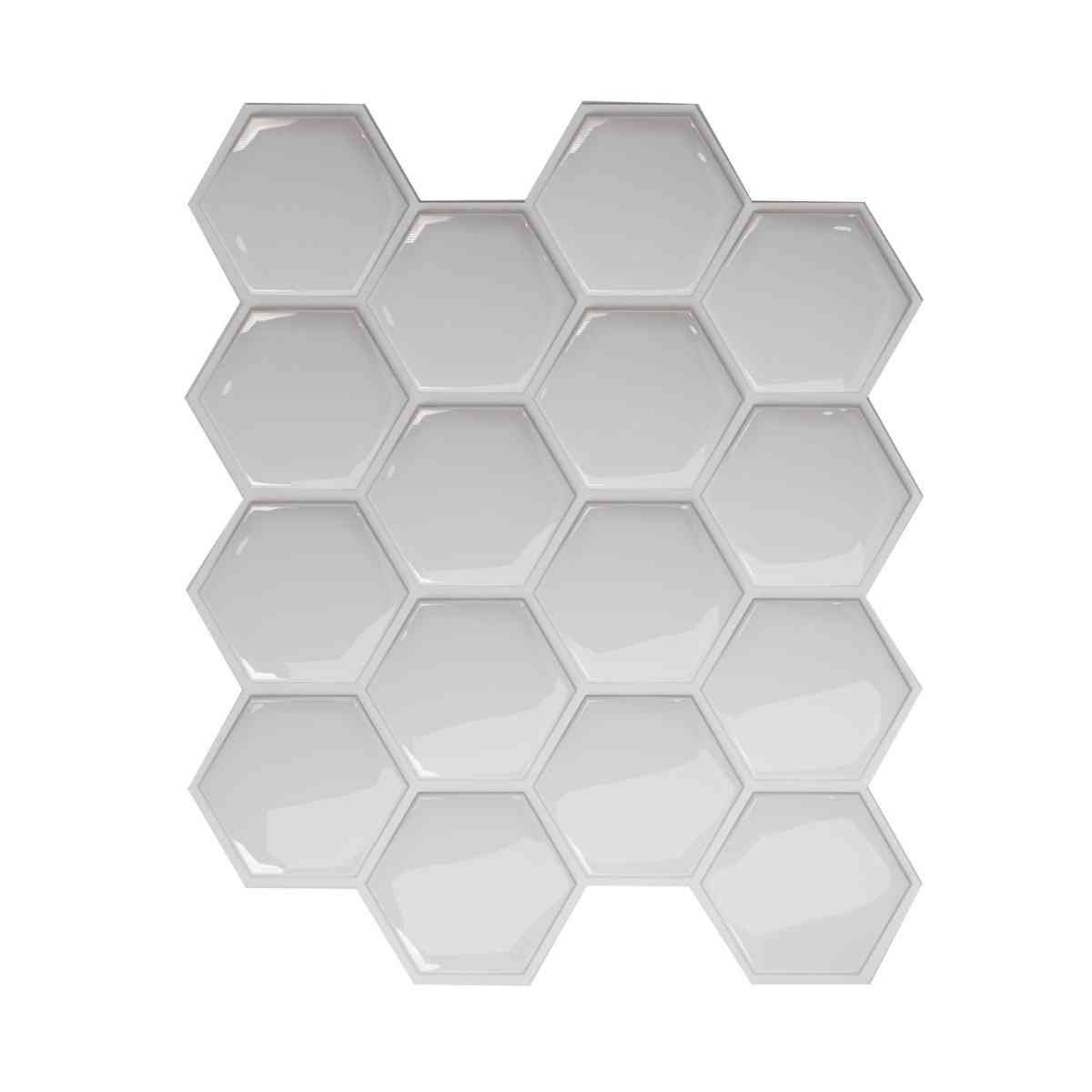Pastilha Adesivo Hexagonal Branca Lavável Banheiro Cozinha Sala - 2