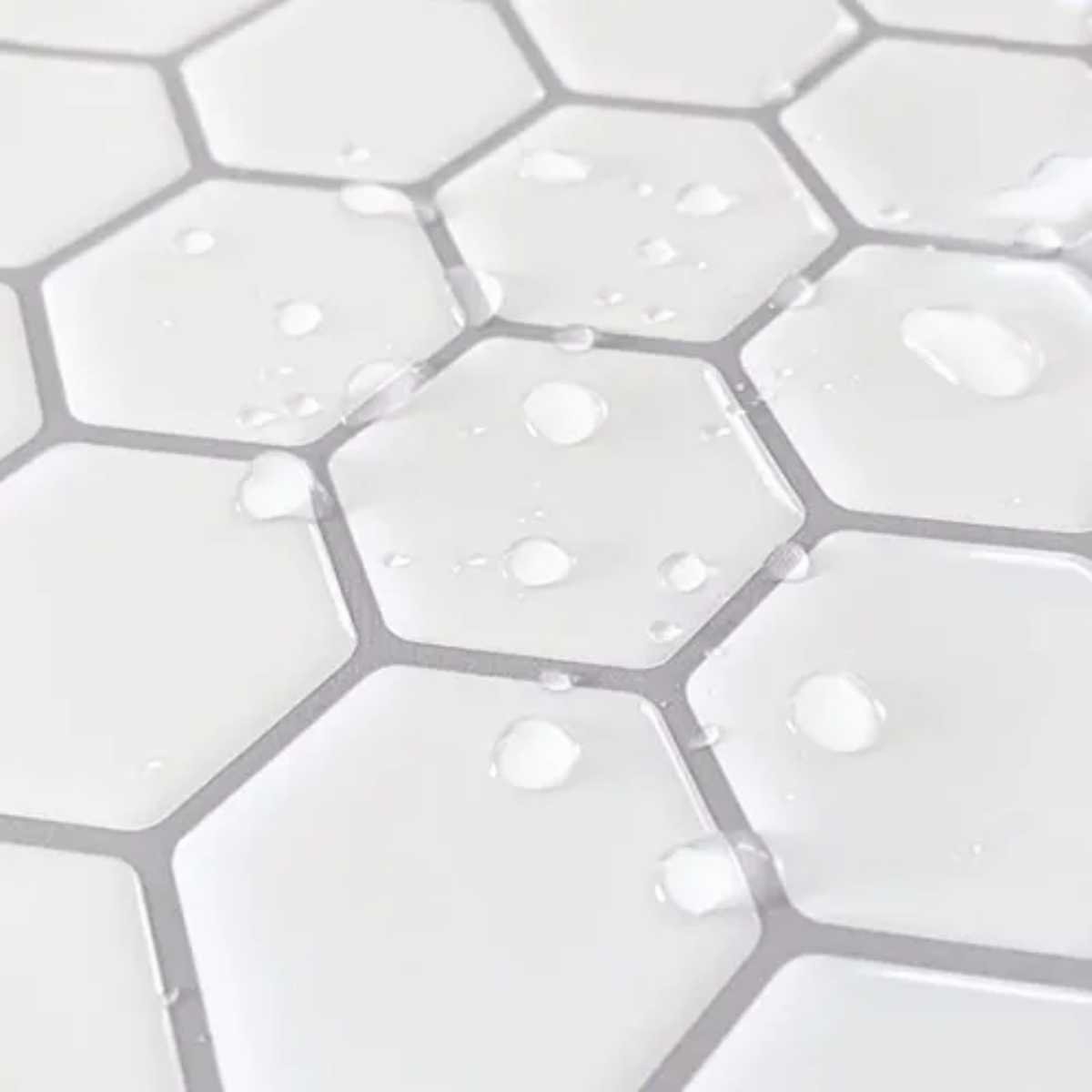 Pastilha Adesivo Hexagonal Branca Lavável Banheiro Cozinha Sala - 3