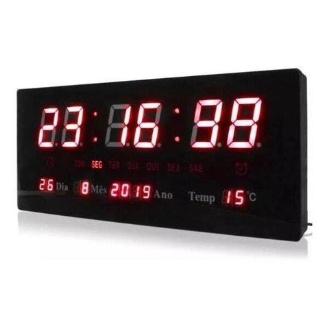 Relógio de Parede Led Digital Lelong Modelo Le-2112