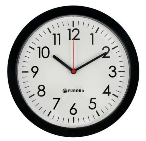 Relógio De Parede Eurora Preto Com Mostrador Branco - 1