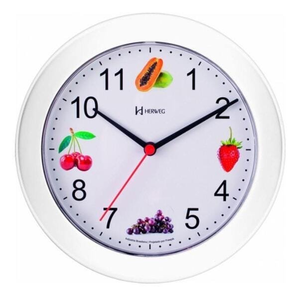Relógio De Parede 21Cm Cozinha Branc Frutas Herweg 660070-21 - 1