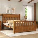 Ver imagem 4 de Conjunto Dormitório Casal com Cama, 2 Mesas de Cabeceira Slim e Baú de Peseira 140cm Nathalia Marrom/Mogno Mel