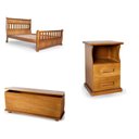 Ver imagem 2 de Conjunto Dormitório Casal com Cama, 2 Mesas de Cabeceira Slim e Baú de Peseira 140cm Nathalia Marrom/Mogno Mel