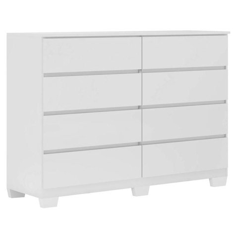 Cômoda 8 Gavetas Sintra Branco Brilho com Pés - Demóbile
