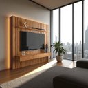 Ver imagem 1 de Painel Ripado para Tv até 55” Home Antares Nicho 3 Gavetas e Prateleira Fixação na Parede Patrimar:c