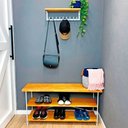 Ver imagem 1 de Sapateira Banco Industrial Carvalho e Branco