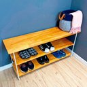 Ver imagem 2 de Sapateira Banco Industrial Carvalho e Branco