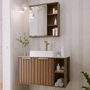 Ver imagem 1 de Gabinete Suspenso Banheiro Noruega 80cm com Cuba e Espelheira Treviso