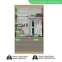 Ver imagem 6 de Guarda-roupa Solteiro 2 Portas com Espelho 6 Gavetas Luana
