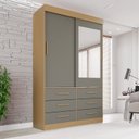 Ver imagem 2 de Guarda-roupa Solteiro 2 Portas com Espelho 6 Gavetas Luana