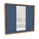 Ver imagem 2 de Guarda-roupa Casal Lisboa 3 Portas 4 Gavetas com Espelho Freijó/azul - Politorno