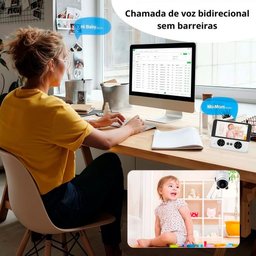 Babá Eletrônica Baby Câmera com Monitor Som Bivolt Branco Tela 4.3 - 5