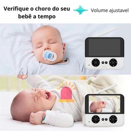 Babá Eletrônica Baby Câmera com Monitor Som Bivolt Branco Tela 4.3 - 3