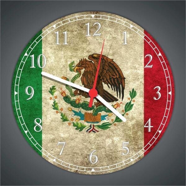 Relógio Parede Bandeira Do México Países Decorações Quartz - 3