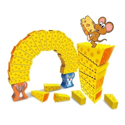Cheese Stack – Jogo Torre de Empilhar Queijos 20 Peças | Equilíbrio e Coordenação | 1 a 4 Jogadores