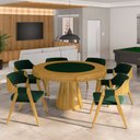 Ver imagem 1 de Conjunto Mesa de Jogos Carteado Bellagio Tampo Reversível e 6 Cadeiras Madeira Poker Base Cone Velud
