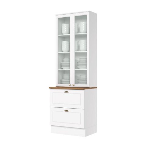 Cristaleira Henn Americana 2 Portas 2 Gavetas Sd C357-05 Nature/branco