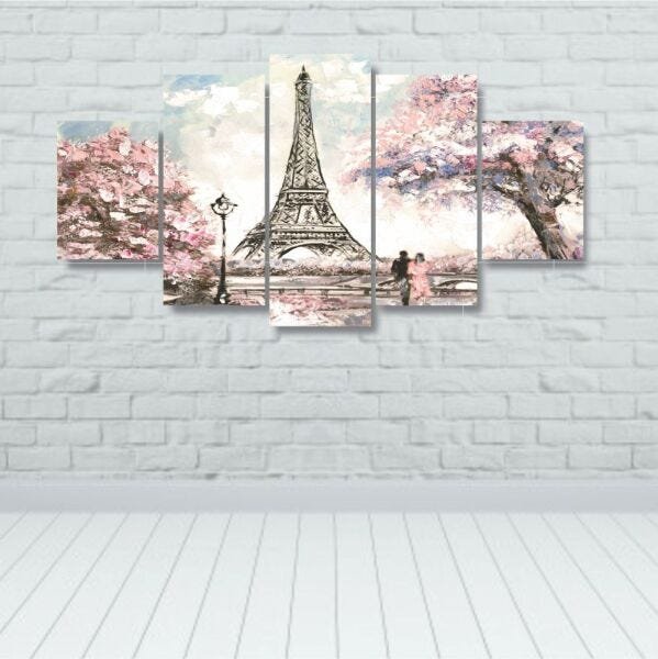 Quadros Decorativos Paris Torre Eiffel Rosa Aquarela Sala Quarto - 2