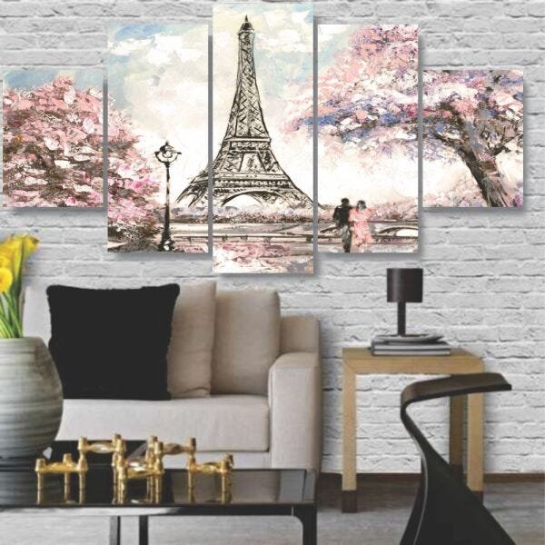 Quadros Decorativos Paris Torre Eiffel Rosa Aquarela Sala Quarto - 3