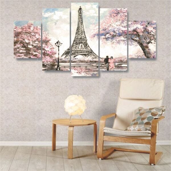 Quadros Decorativos Paris Torre Eiffel Rosa Aquarela Sala Quarto - 4