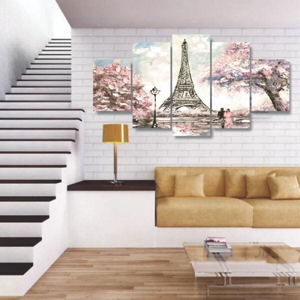 Quadros Decorativos Paris Torre Eiffel Rosa Aquarela Sala Quarto - 5