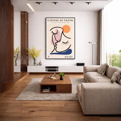Quadro Canvas Cubismo de Cristal 90x60cm Mold Branca