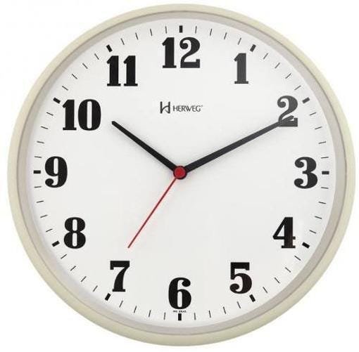 Relógio De Parede Redondo Marfim 26 Cm Herweg 6126-032 - 1