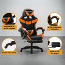Ver imagem 2 de Cadeira Escritório Gamer Nitro Laranja Ergonômica Couro Sintético Reclinável Altura Ajuste Luvinco