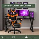 Ver mais imagens de Cadeira Escritório Gamer Nitro Laranja Ergonômica Couro Sintético Reclinável Altura Ajuste Luvinco