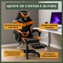 Ver imagem 7 de Cadeira Escritório Gamer Nitro Laranja Ergonômica Couro Sintético Reclinável Altura Ajuste Luvinco