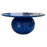 Mesa de Centro Redonda Esfera 90cm Tampo Azul + Vidro Base Azul Personal Art Design - 3
