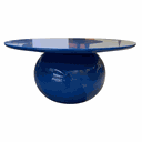 Ver imagem 3 de Mesa de Centro Redonda Esfera 90cm Tampo Azul + Vidro Base Azul Personal Art Design