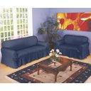 Ver imagem 1 de Capa De Sofá 2 E 3 Lugares Tecido Gorgurão Maquinetado: Azul-marinho