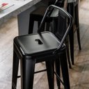 Ver mais imagens de Kit 5 Banquetas Altas Industriais Pretas em Aço 76cm com Encosto – Estilo Tolix