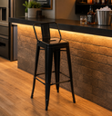 Ver imagem 1 de Kit 5 Banquetas Altas Industriais Pretas em Aço 76cm com Encosto – Estilo Tolix