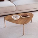 Ver imagem 1 de Mesa de Centro Orgânica Artesano 59 Cm (largura) em Mdp Hanover (mel) e Pés em Aço Dourado