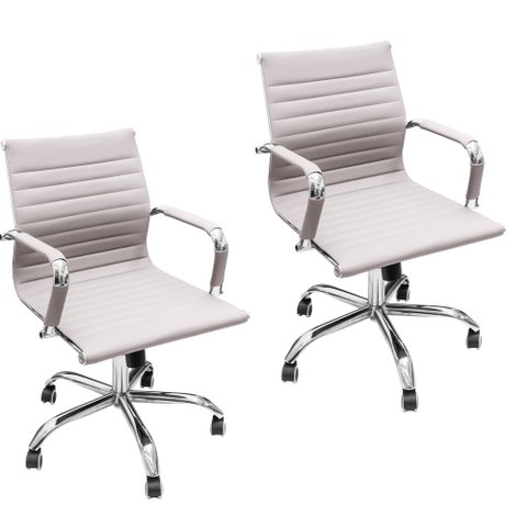 Kit 2 Cadeiras Esteirinha Presidente Baixa com Rodinhas 