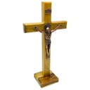 Ver imagem 1 de Crucifixo Mesa e Parede Medalha de São Bento Bronze Madeira 25 Cm