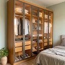 Ver imagem 1 de Guarda Roupa Casal 6 Portas Reflecta 4 Gavetas com LED, Sapateira e Cabideiros 230x240x48,5cm