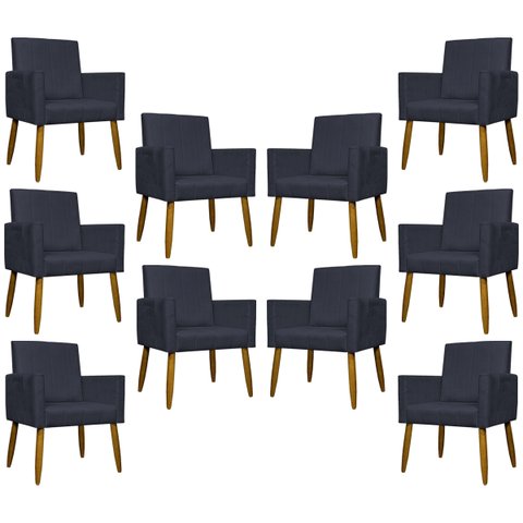 Kit 10 Poltronas Decorativas Mari Suede Cores Pé Palito 30 Cm Castanho
