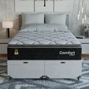 Ver mais imagens de Cama Box Baú Casal Bipartido Colchão Comfort Class Pillowtop Preto/suede Branco