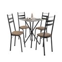 Ver imagem 2 de Conjunto Sala de Jantar Mesa Quadrada 70cm Tampo Granito com 4 Cadeiras Milla Preto/Rattan/Ocre