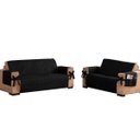 Ver imagem 1 de Kit Capa Sofá 2 3 Lugares King Com Laço Porta Objetos Preto