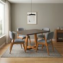 Ver imagem 1 de Conjunto Mesa Isabela 1,2m Freijó Pés Cerejeira 4 Cadeiras Kethellen Sala Jantar - Cinza Linho
