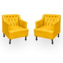Ver imagem 1 de Kit 2 Poltronas para Sala de Estar Clássica Confortável e Reforçada Suede Elizabeth:amarelo