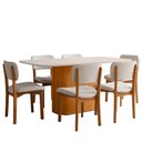 Ver imagem 2 de Mesa Retangular Tampo de Vidro Verbena 160cm Ypê Off White N01 com 6 Cadeiras Dara Linho Cru - Lyam