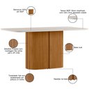 Ver imagem 3 de Mesa Retangular Tampo de Vidro Verbena 160cm Ypê Off White N01 com 6 Cadeiras Dara Linho Cru - Lyam