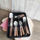 Ver imagem 7 de Organizador de Talheres Faca de Cozinha e Jogo Faqueiro Cucina Mia Inox Madeira 26 peças Simonaggio