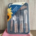 Ver imagem 2 de Organizador de Talheres Faca de Cozinha e Jogo Faqueiro Cucina Mia Inox Madeira 26 peças Simonaggio
